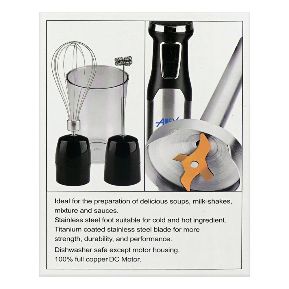 Anex Deluxe Hand Blender with Milk Frother, Whisk (Egg Beater) & Beaker, DC1000W, Black, AG-146 - Image 5