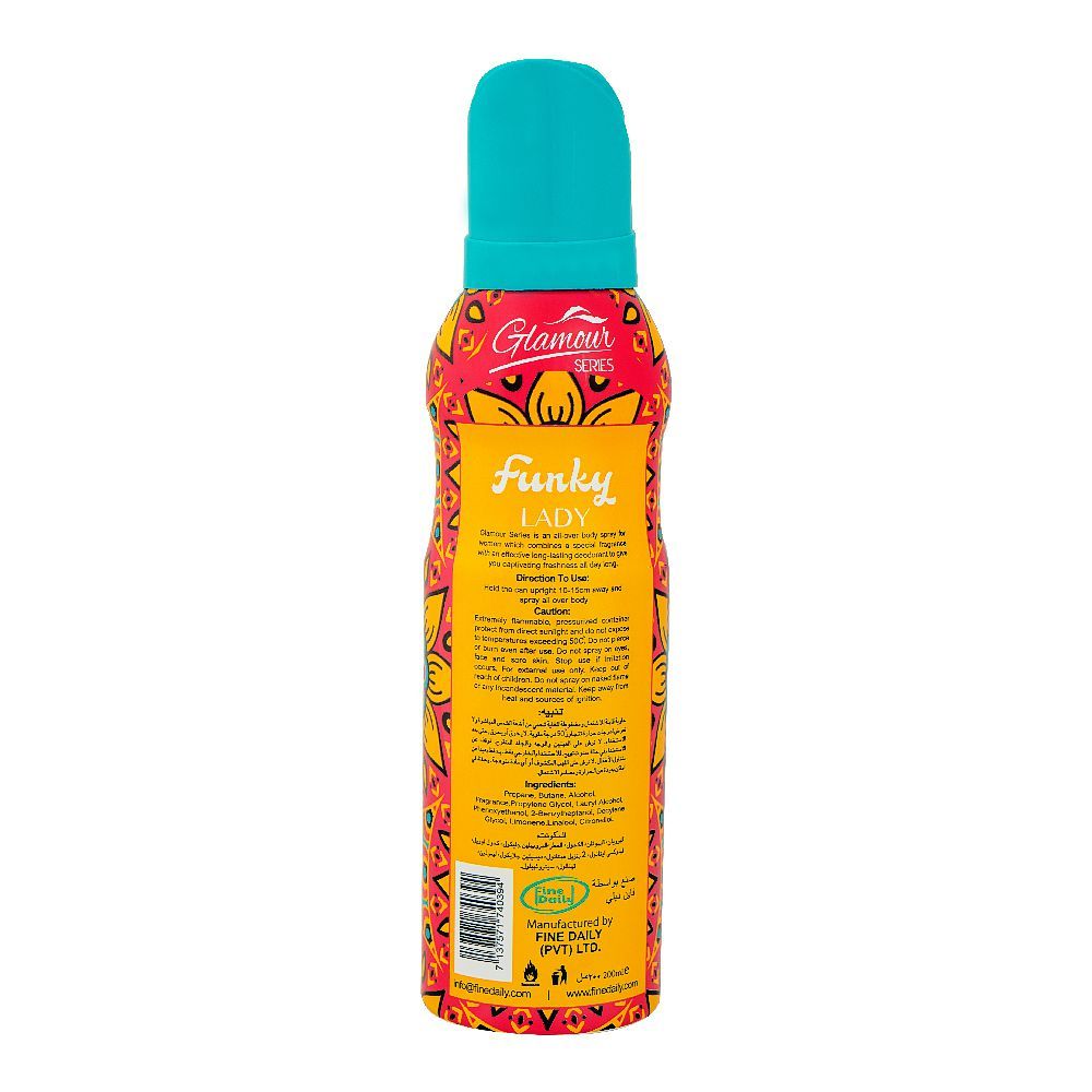 Glamour Series Funky Lady Premium Body Spray, For Women, 200ml - Image 2