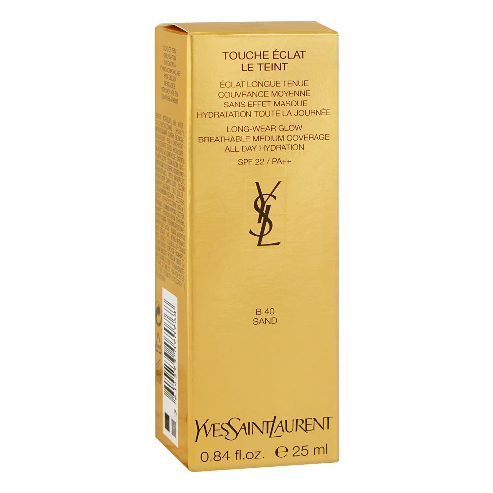 Yves Saint Laurent Touche Eclat Le Teint Liquid Foundation, Medium Coverage, SPF22, PA++, 25ml, B40 Sand - Image 2