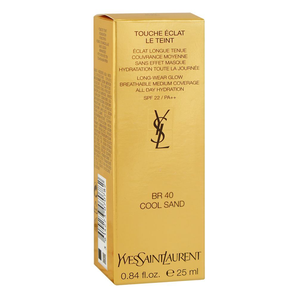 Yves Saint Laurent Touche Eclat Le Teint Liquid Foundation, Medium Coverage, SPF22, PA++, 25ml, BR40 Cool Sand - Image 2