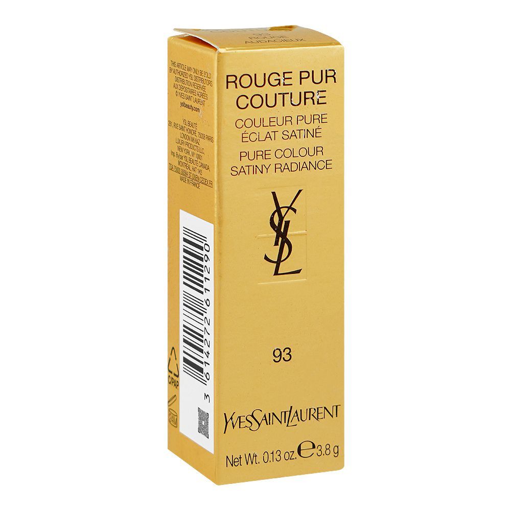 Yves Saint Laurent Rouge Pur Couture Satiny Radiance Lipstick, 3.8g, 93 Rouge Audacieux - Image 2