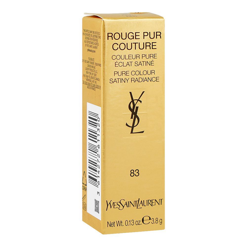 Yves Saint Laurent Rouge Pur Couture Satiny Radiance Lipstick, 3.8g, 83 Fiery Red - Image 2