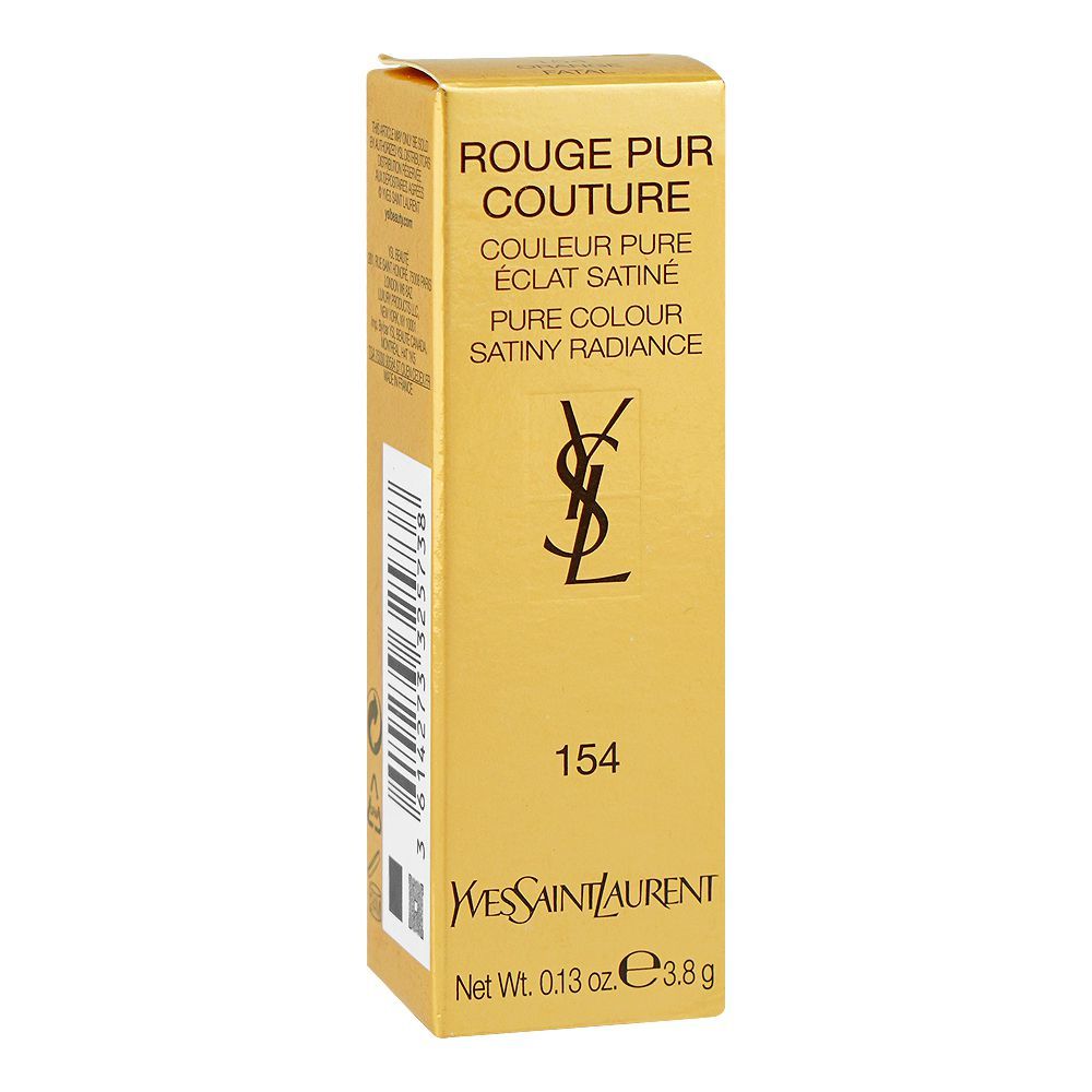 Yves Saint Laurent Rouge Pur Couture Satiny Radiance Lipstick, 3.8g, 154 Orange Fatal - Image 2