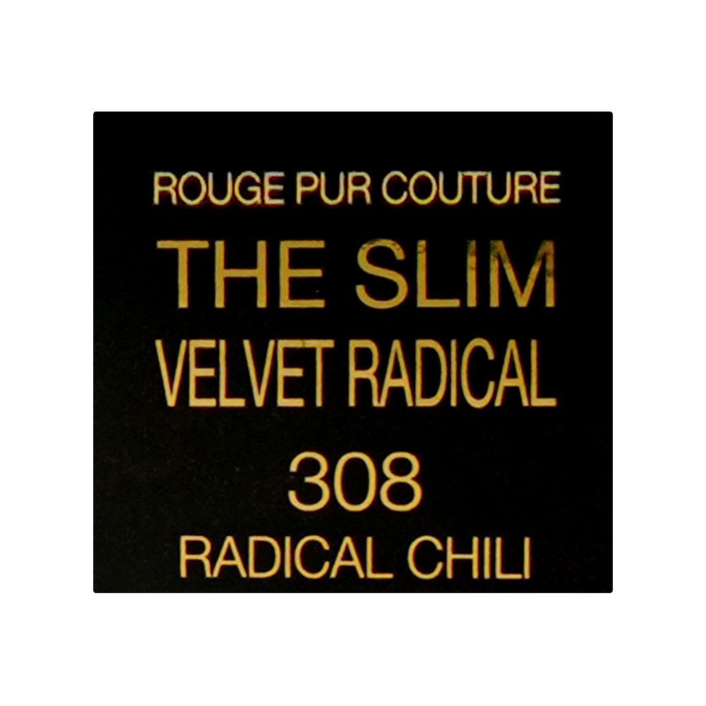 Yves Saint Laurent Rouge Pur Couture The Slim Velvet Radical Matte Lipstick, 2g, 308 Radical Chili - Image 6