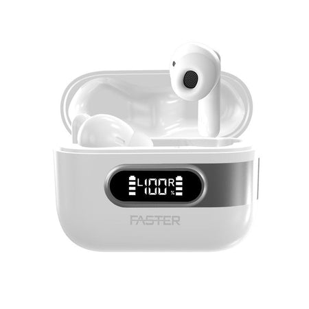 Faster Slickx Wireless Earbuds, 6H Playtime, White, FBT-230 - Main Image