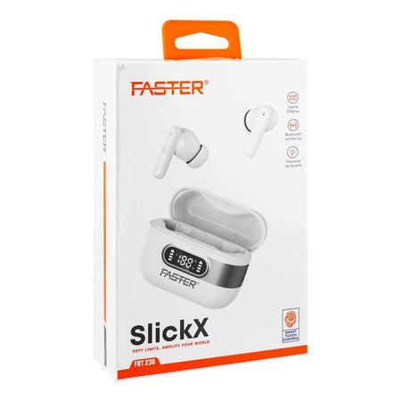 Faster Slickx Wireless Earbuds, 6H Playtime, White, FBT-230 - Image 3
