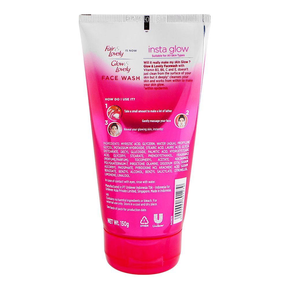 Fair & Lovely Is Now Glow & Lovely Insta Glow Face Wash with Multivitamins, For Skin Brightening, 150g - Image 2