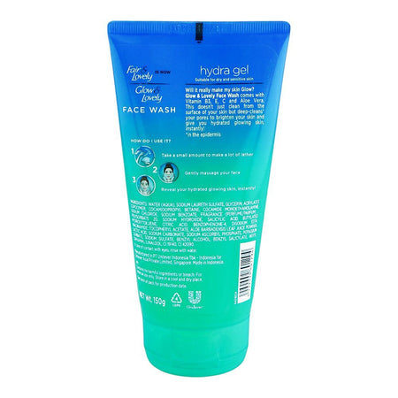 Fair & Lovely Is Now Glow & Lovely Hydra Gel Face Wash with Aloe Vera, 150g - Image 2