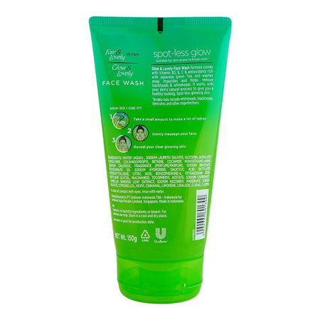 Fair & Lovely Is Now Glow & Lovely Spot-Less Glow Face Wash with Japanese Green Tea, Reduce Spots & Blemishes, 150g - Image 2
