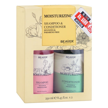 Beaver Beauty Moisturizing Shampoo & Conditioner, Sulfates & Parabens Free, 250ml Each, 2-Pack - Main Image