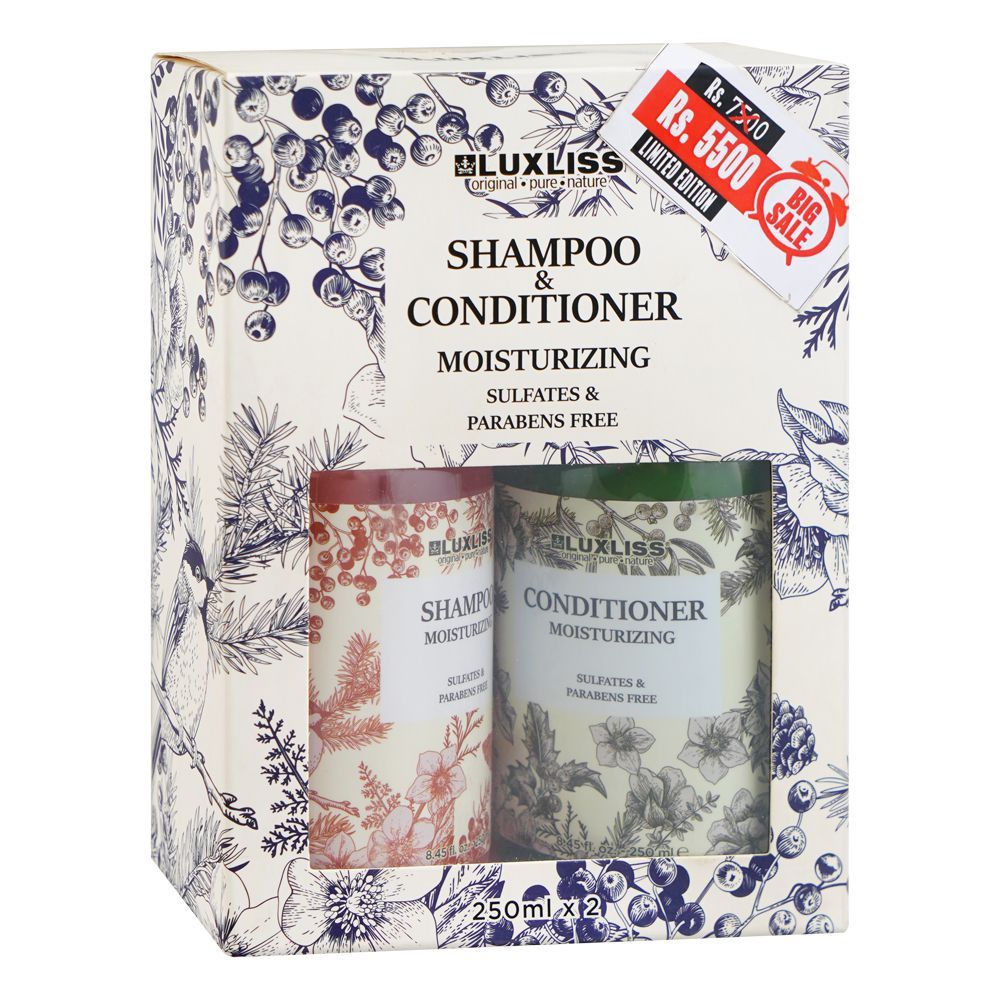 Beaver Luxliss Moisturizing Shampoo & Conditioner, Sulfates & Parabens Free, 250ml Each, 2-Pack - Main Image