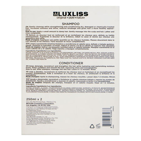 Beaver Luxliss Moisturizing Shampoo & Conditioner, Sulfates & Parabens Free, 250ml Each, 2-Pack - Image 2