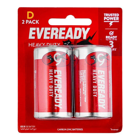 Eveready Heavy Duty D2 Carbon Zinc Batteries, Battery Cells, Size D, 2-Pack, R20 - Main Image