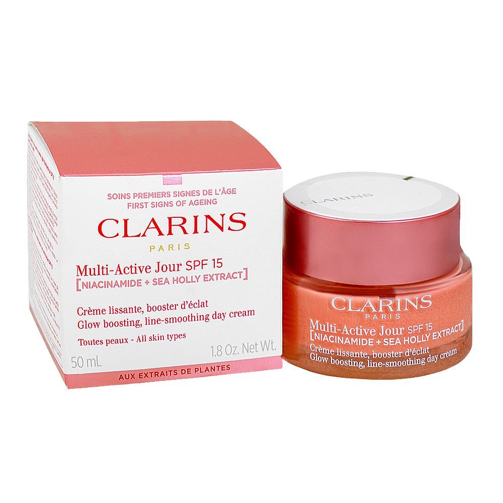Clarins Paris Multi-Active SPF 15 Face Day Cream with Niacinamide+Sea Holly Extract, For All Skin Types, 50ml - Main Image