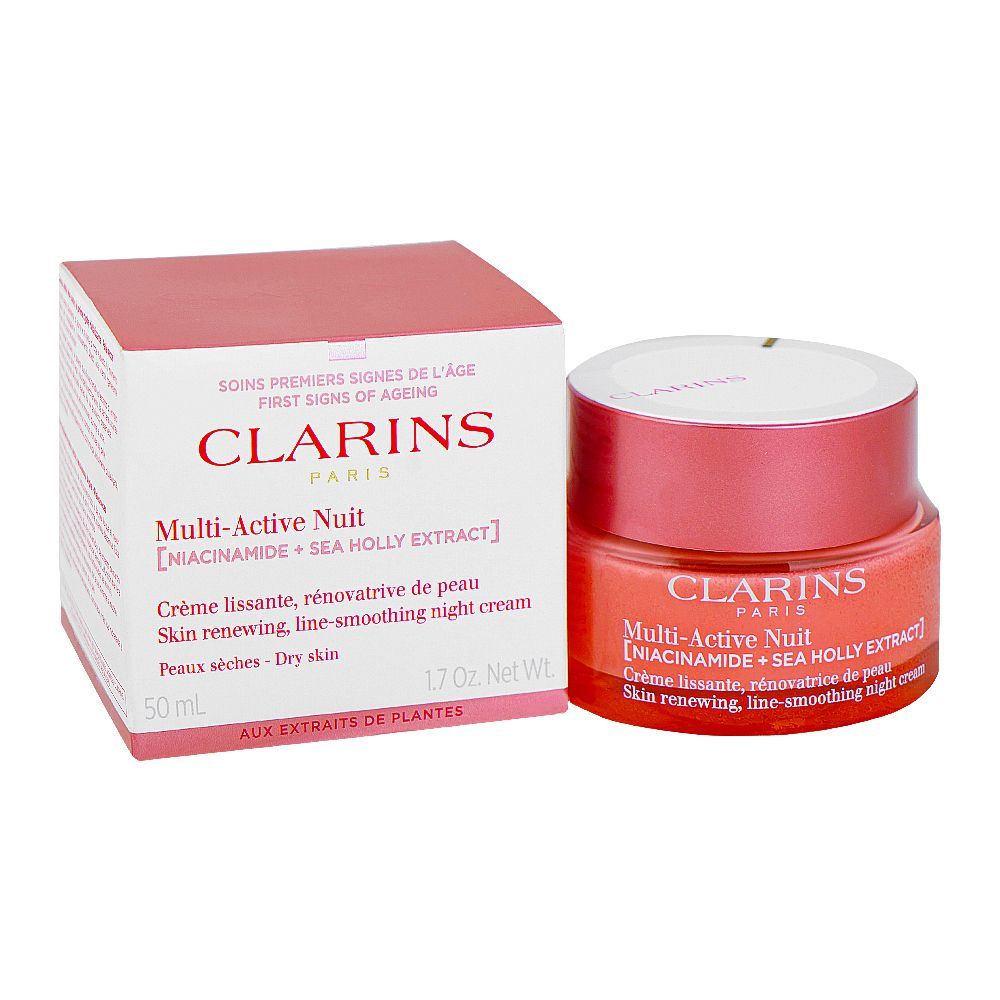 Clarins Paris Multi-Active Face Night Cream with Niacinamide+Sea Holly Extract, For Dry Skin, 50ml - Main Image