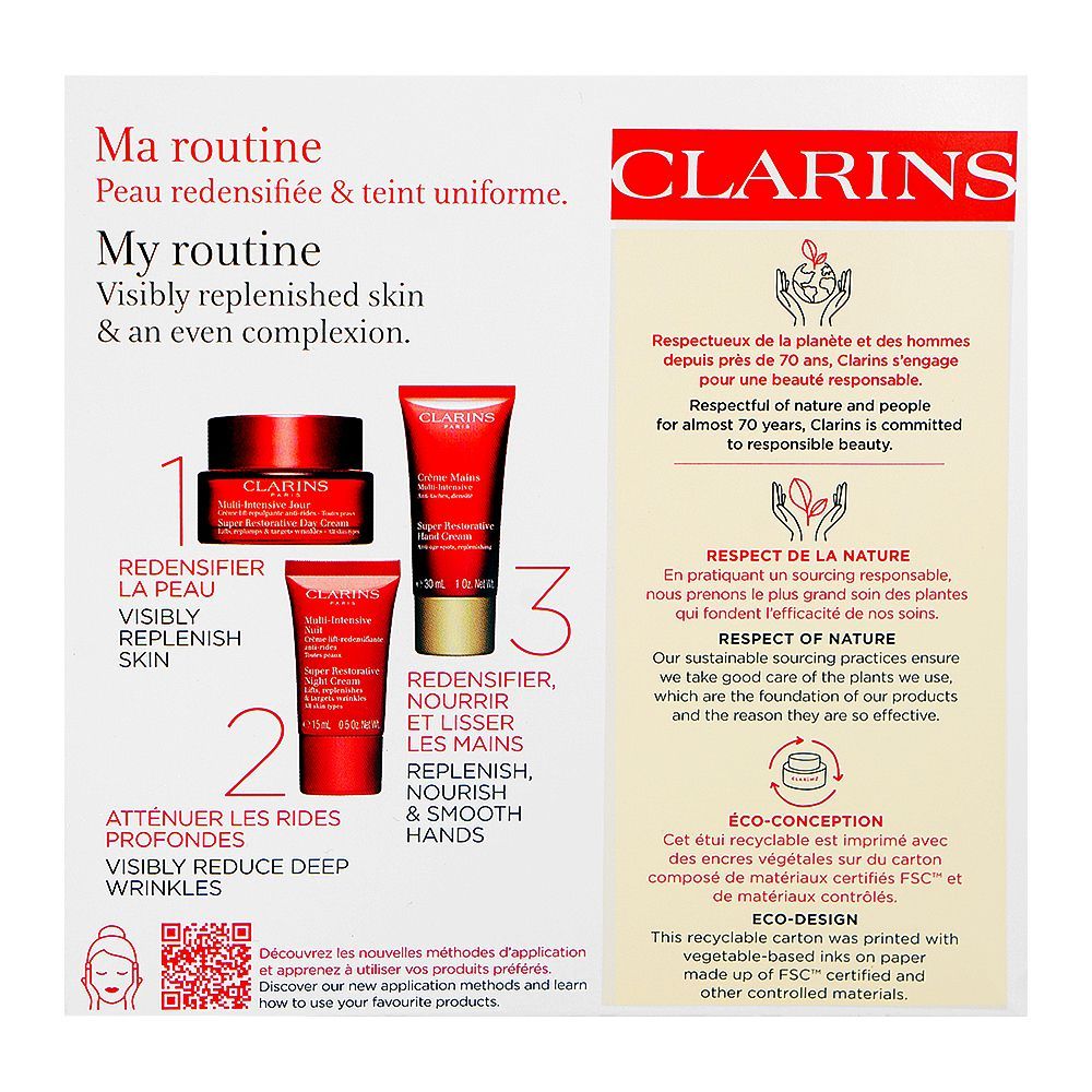 Clarins Paris Multi Intensive Super Restorative Hand Cream 30ml+Face Day Cream 50ml & Night Cream 15ml, 3-Pack - Image 2
