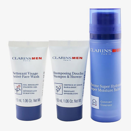 Clarins Men Hydration Essentials: Face Balm 50ml+Face Wash 30ml+2-in-1 Shampoo & Shower Gel 30ml+Eye Serum 0.9ml, 4-Pack - Image 3