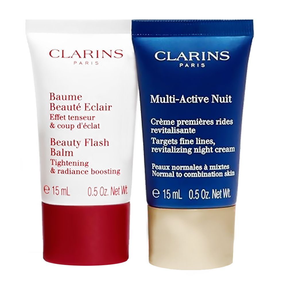 Clarins Paris Essential Care: Beauty Flash Balm 15ml+Multi-Active Day Cream 50ml+Night Cream 15ml, 3-Pack - Image 3