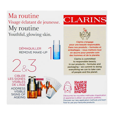 Clarins Paris Skincare Set: Eye Double Serum 20ml+Instant Eye Make-up Remover 30ml, Face Double Serum 7x0.9ml, 3-Pack - Image 2