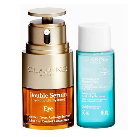Clarins Paris Skincare Set: Eye Double Serum 20ml+Instant Eye Make-up Remover 30ml, Face Double Serum 7x0.9ml, 3-Pack - Image 3