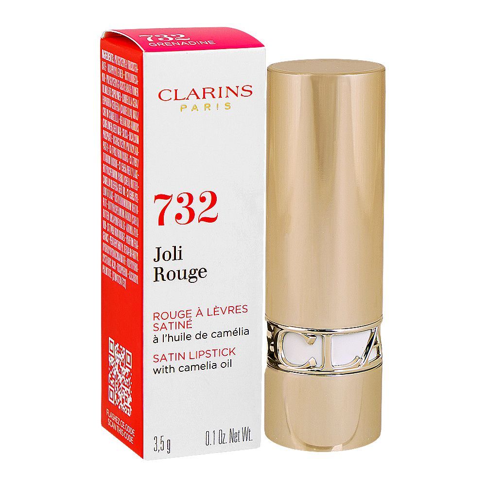Clarins Paris Joli Rouge Satin Lipstick, 732 Grenadine, 3.5g - Image 2