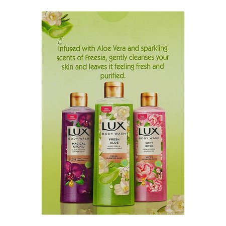 Lux Fresh Aloe Body Wash with Aloe Vera & Freesia Scent, Paraben Free, Free Loofah, 520ml - Image 2