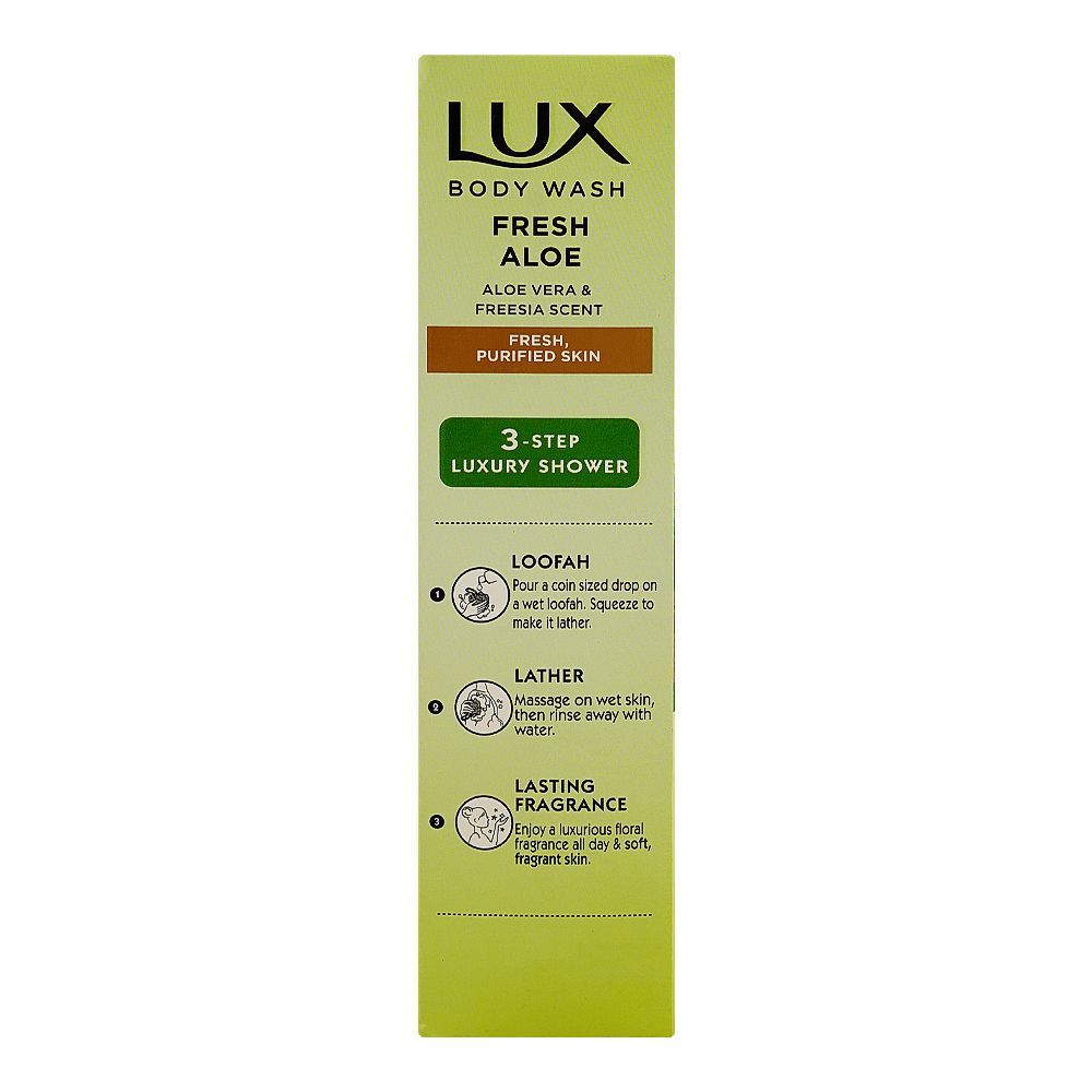 Lux Fresh Aloe Body Wash with Aloe Vera & Freesia Scent, Paraben Free, Free Loofah, 520ml - Image 3