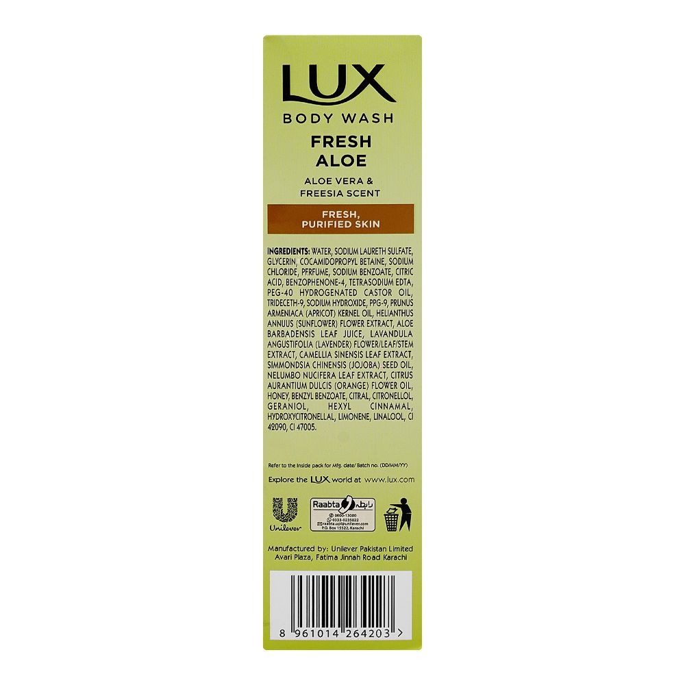 Lux Fresh Aloe Body Wash with Aloe Vera & Freesia Scent, Paraben Free, Free Loofah, 520ml - Image 4