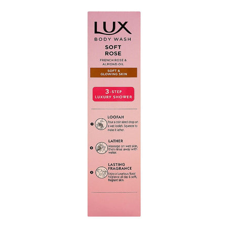 Lux Soft Rose Body Wash with French Rose & Almond Oil, Paraben Free, Free Loofah, 520ml - Image 3