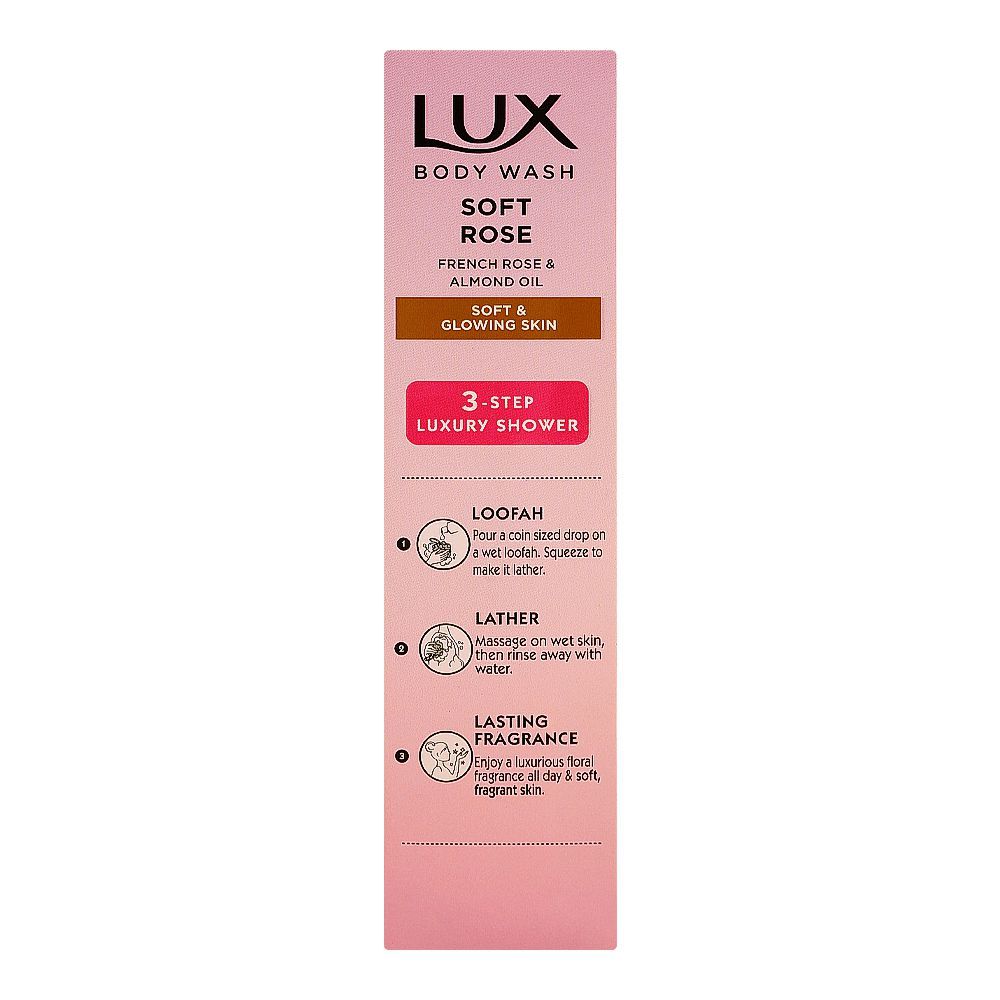 Lux Soft Rose Body Wash with French Rose & Almond Oil, Paraben Free, Free Loofah, 520ml - Image 3