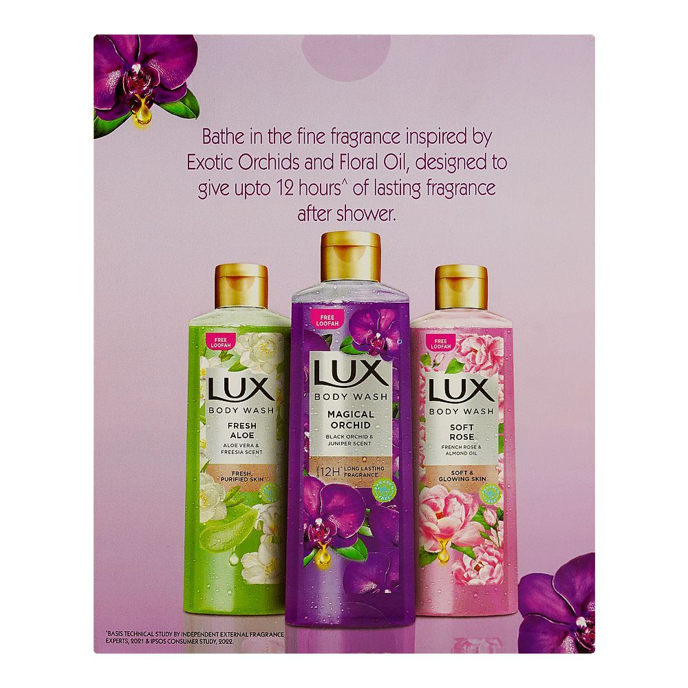 Lux Magical Orchid Body Wash with Black Orchid & Juniper Scent, Paraben Free, Free Loofah, 250ml - Image 2