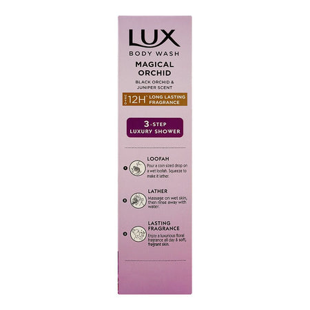 Lux Magical Orchid Body Wash with Black Orchid & Juniper Scent, Paraben Free, Free Loofah, 250ml - Image 3