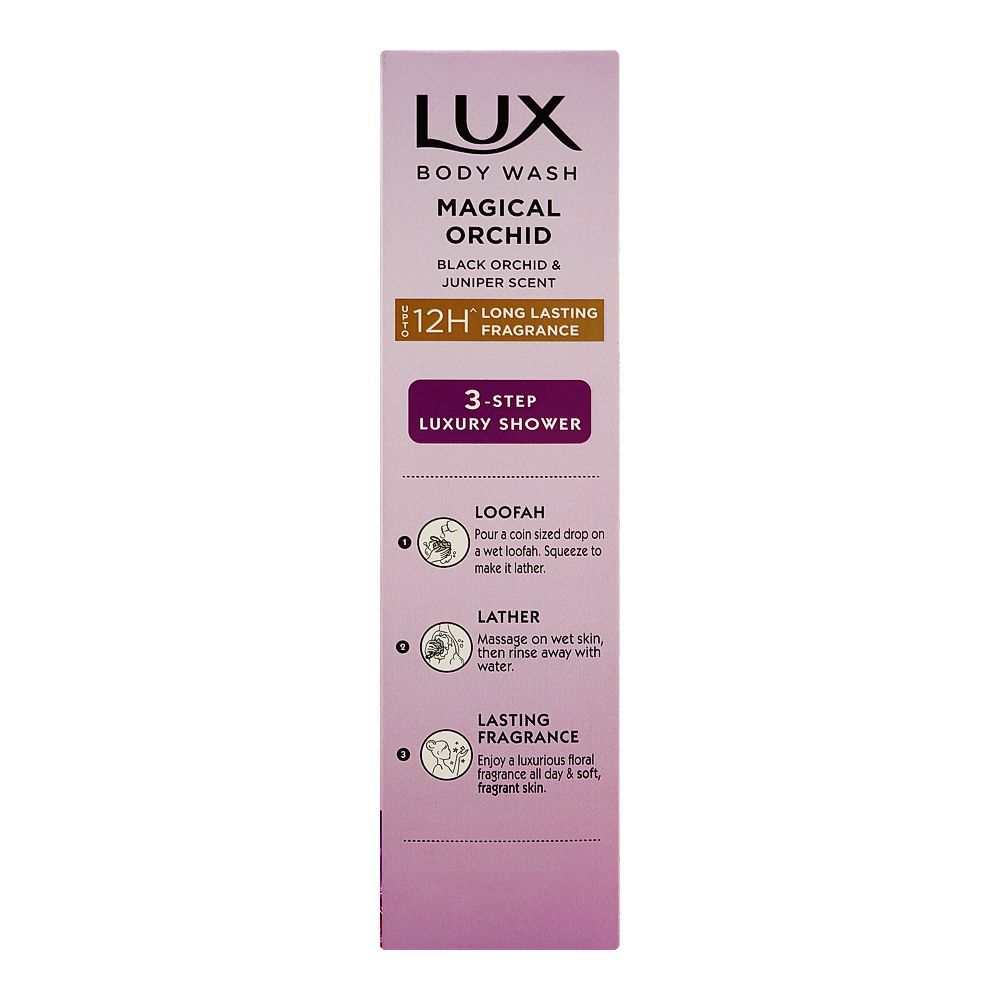 Lux Magical Orchid Body Wash with Black Orchid & Juniper Scent, Paraben Free, Free Loofah, 250ml - Image 3