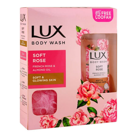 Lux Soft Rose Body Wash with French Rose & Almond Oil, Paraben Free, Free Loofah, 250ml - Main Image