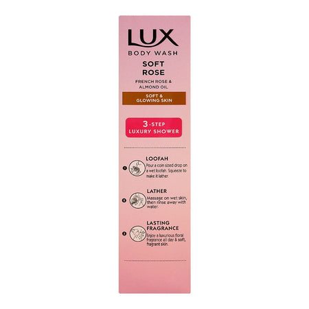 Lux Soft Rose Body Wash with French Rose & Almond Oil, Paraben Free, Free Loofah, 250ml - Image 3