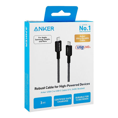Anker USB-C To USB-C Braided Cable(3ft, 240W), Black, A81D5H11 - Image 2