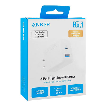 Anker Select Wall Charger (20W, High-Speed, 2 Ports USB-C & USB-A), White, A2348J21 - Image 2