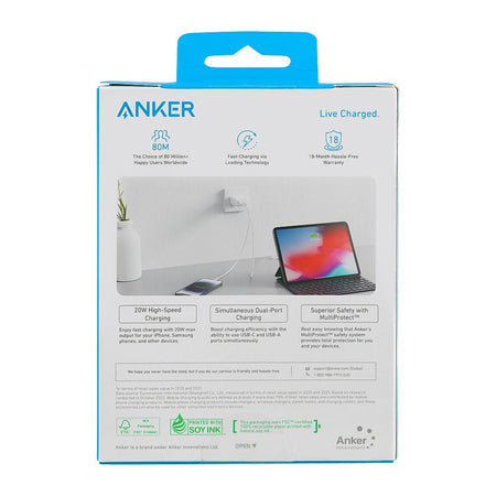 Anker Select Wall Charger (20W, High-Speed, 2 Ports USB-C & USB-A), White, A2348J21 - Image 3