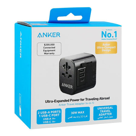 Anker 4in1 Travel Adapter (30W, 2xUSB-A & 1xUSB-C Ports), Black, A9212K11 - Image 2
