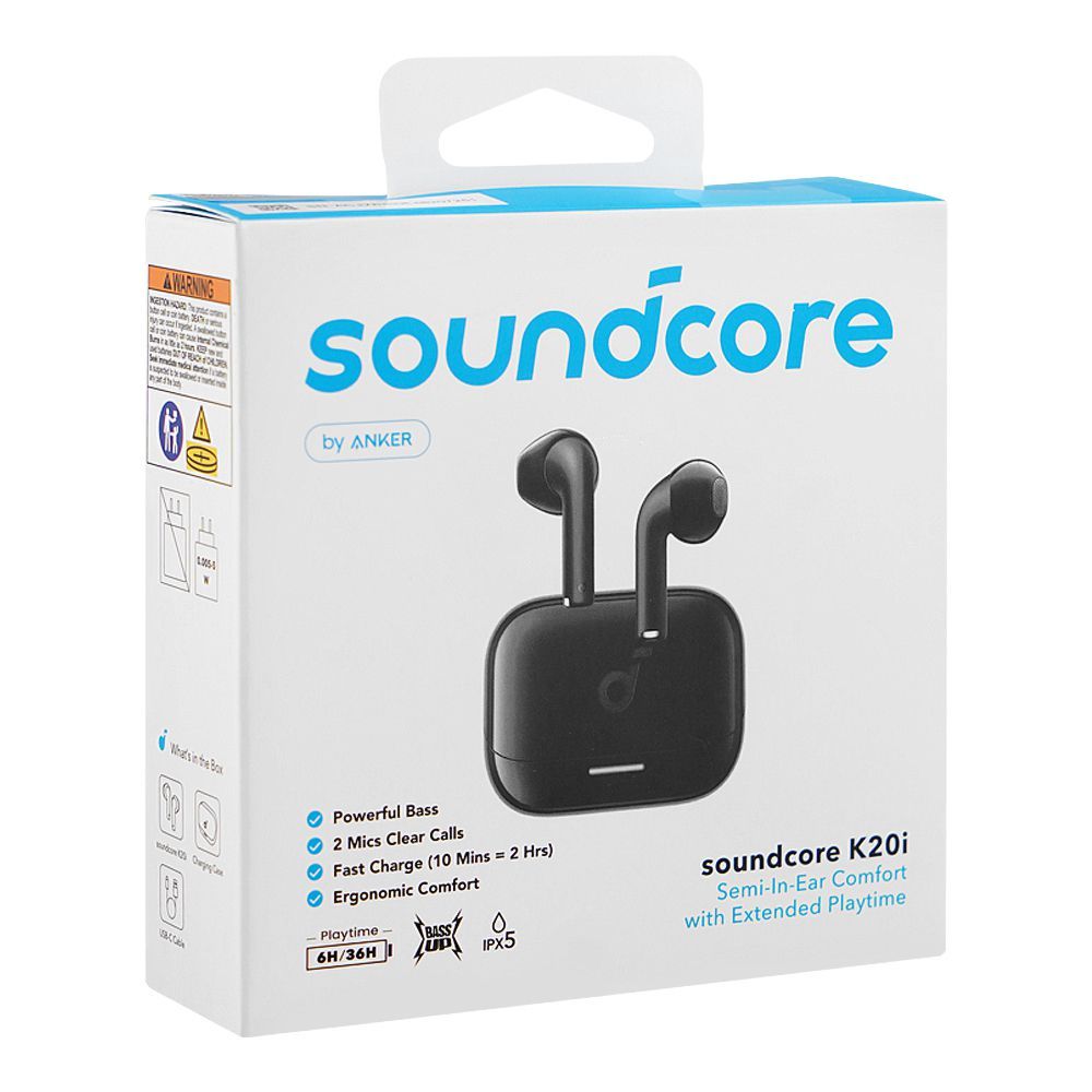 Anker Soundcore K20i Semi-In-Ear Wireless Earbuds, 36H Playtime, Black, A3994H11 - Image 2