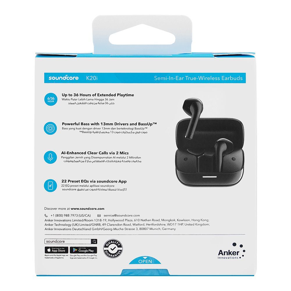 Anker Soundcore K20i Semi-In-Ear Wireless Earbuds, 36H Playtime, Black, A3994H11 - Image 3