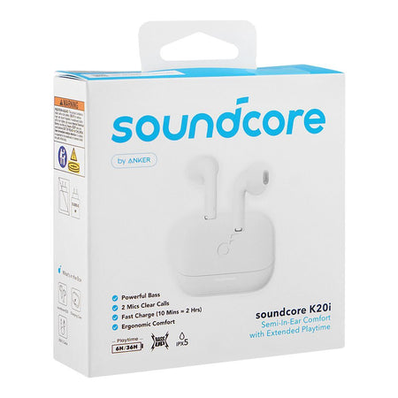 Anker Soundcore K20i Semi-In-Ear Wireless Earbuds, 36H Playtime, White, A3994H21 - Image 2
