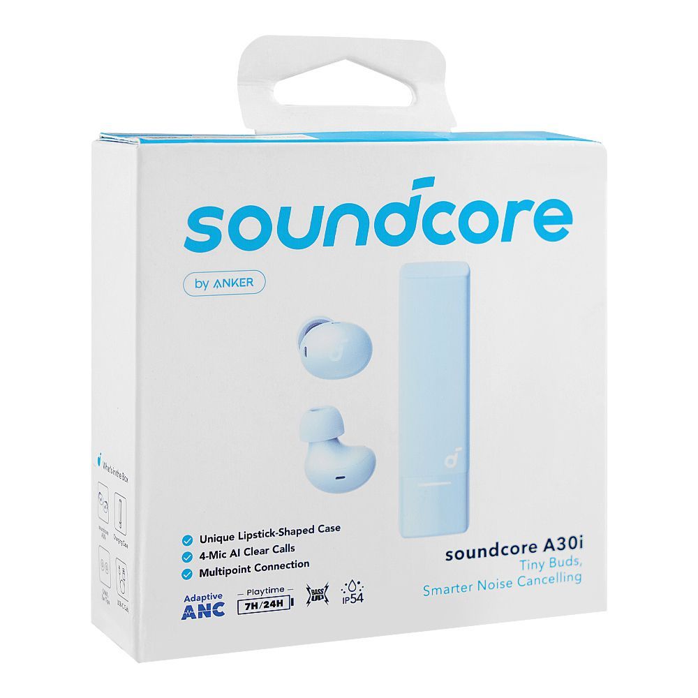 Anker Soundcore A30i Smart Noise Cancelling Tiny Wireless Earbuds, 24H Playtime, Blue, A3958H31 - Image 2