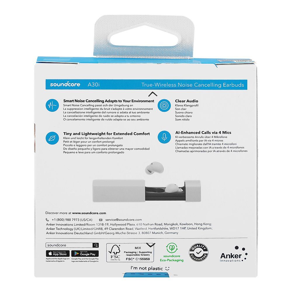 Anker Soundcore A30i Smart Noise Cancelling Tiny Wireless Earbuds, 24H Playtime, White, A3958H21 - Image 3