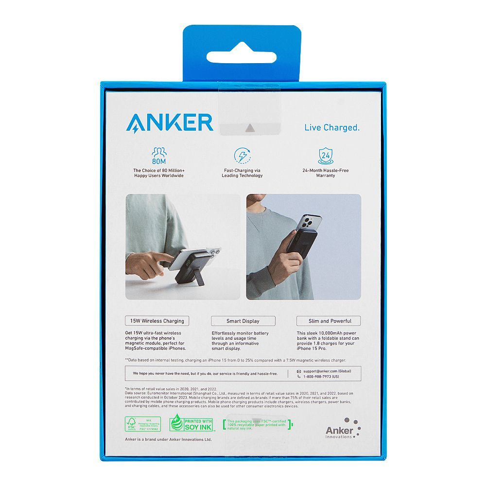 Anker MagGo Power Bank (10000mAh, 15W), For iPhone 15/14/13/12 Series, Black, A1654H11 - Image 3