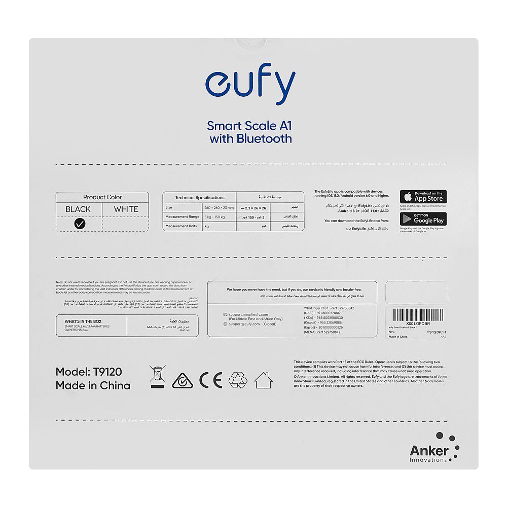Anker Eufy Smart Scale A1 with Bluetooth & 12 Measurements (Weight, Body Fat, BMI), Black, T9120KK11 - Image 3