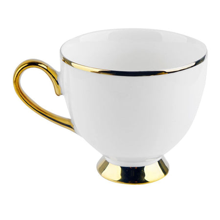 Table Top Tea Cup & Saucer Set, 12-Piece, Thick Gold Footed Design - Image 2