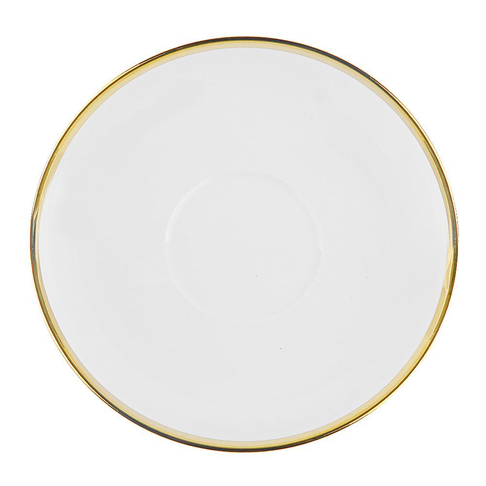 Table Top Tea Cup & Saucer Set, 12-Piece, Thick Gold Footed Design - Image 3