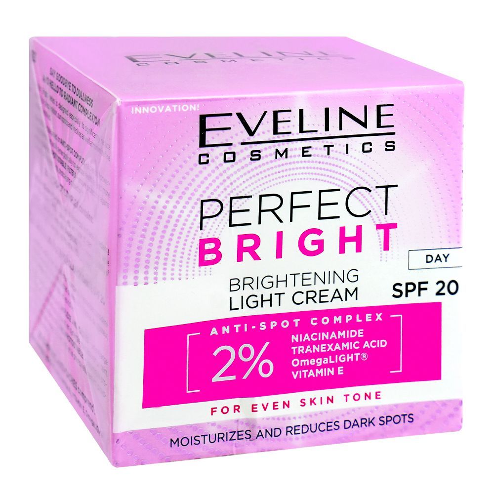 Eveline Brightening Light Day Cream SPF20, Anti Dark Spots, For Even-Toned Radiant Skin, 50ml - Main Image