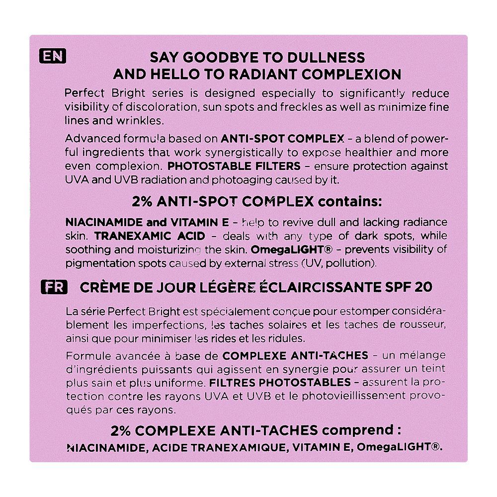 Eveline Brightening Light Day Cream SPF20, Anti Dark Spots, For Even-Toned Radiant Skin, 50ml - Image 3